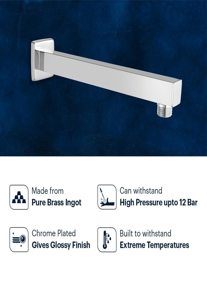 Johnson Bathrooms Johnson Square Shower Arm 9 inches long with wall flange | Brass Material | Anti-Corrosion Shower Holder for Overhead Showers | 2 Year Warranty (S0001C1 - Chrome) - Image 2